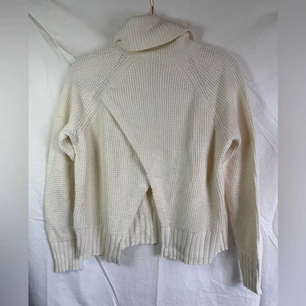 Madewell Cream Turtleneck Waffle Knit Sweater Cotton Merino Wool‎ Size S